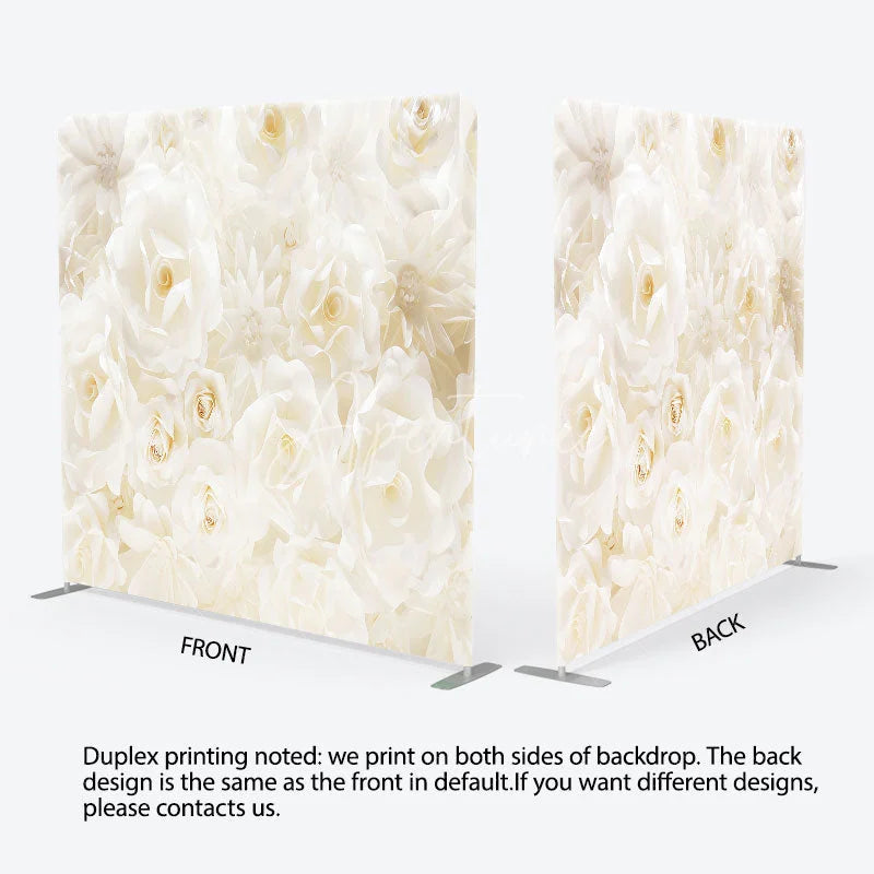 Aperturee - Aperturee White Paper Flower Tension Fabric Backdrop 3D Floral Wedding Decoration Elegant Rose Background
