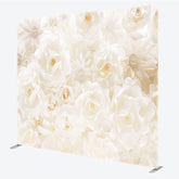 Aperturee - Aperturee White Paper Flower Tension Fabric Backdrop 3D Floral Wedding Decoration Elegant Rose Background