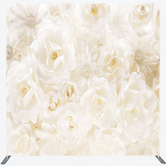 Aperturee - Aperturee White Paper Flower Tension Fabric Backdrop 3D Floral Wedding Decoration Elegant Rose Background