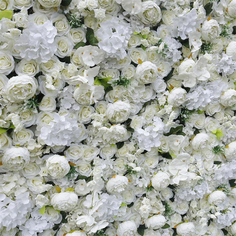 Aperturee - Aperturee White Peony Artificial Flower Wall Wedding Decor