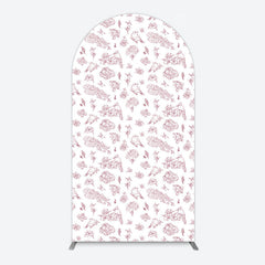 Aperturee - Aperturee White Pink Floral Leaves Bird Birthday Arch Backdrop