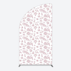 Aperturee - Aperturee White Pink Floral Leaves Bird Birthday Half Moon Arch Backdrop