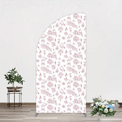 Aperturee - Aperturee White Pink Floral Leaves Bird Birthday Half Moon Arch Backdrop