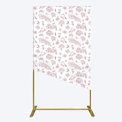Aperturee - Aperturee White Pink Floral Leaves Bird Birthday Rectangle Backdrop