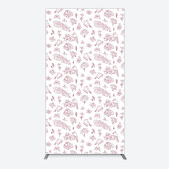 Aperturee - Aperturee White Pink Floral Leaves Bird Birthday Rectangle Backdrop