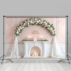 Aperturee - Aperturee White Pink Floral Sweet Candles Wedding Backdrop
