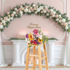 Aperturee - Aperturee White Pink Floral Sweet Candles Wedding Backdrop