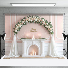 Aperturee - Aperturee White Pink Floral Sweet Candles Wedding Backdrop