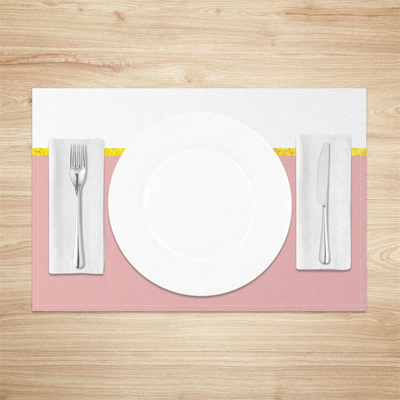 Aperturee - Aperturee White Pink Gold Glitter Dining Set Of 4 Placemats