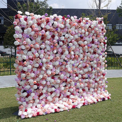 Aperturee - Aperturee White Pink Purple Elegant Flower Wall For Wedding