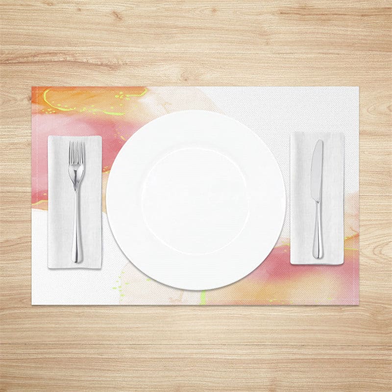 Aperturee - Aperturee White Pink Rainbow Unicorn Dining Set of 4 Placemats