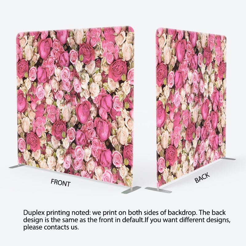 Aperturee - Aperturee White Pink Rose Fabric Backdrop Cover for Birthday