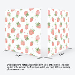 Aperturee - Aperturee White Pink Strawberry Fruit Pillow Cover Backdrop