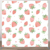 Aperturee - Aperturee White Pink Strawberry Fruit Pillow Cover Backdrop
