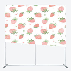 Aperturee - Aperturee White Pink Strawberry Fruit Pillow Cover Backdrop