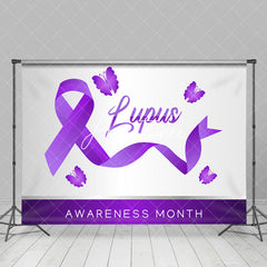 Aperturee - Aperturee White Purple Butterfly Lupus Awareness Month Backdrop