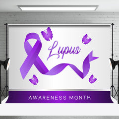 Aperturee - Aperturee White Purple Butterfly Lupus Awareness Month Backdrop