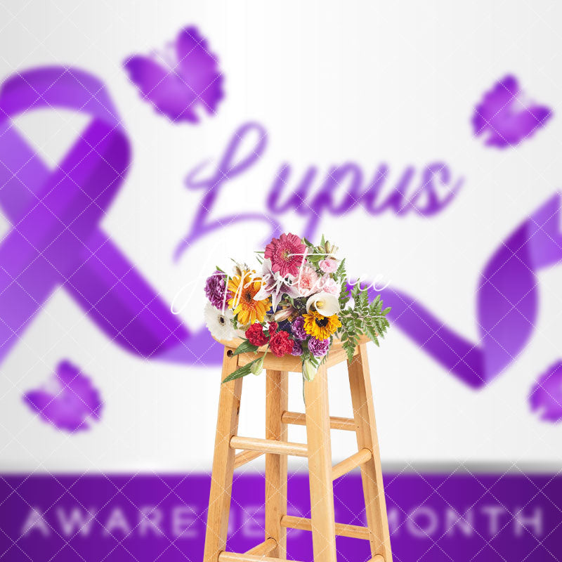 Aperturee - Aperturee White Purple Butterfly Lupus Awareness Month Backdrop