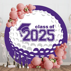 Aperturee - Aperturee White Purple Golf Round Congrats Graduation Backdrop