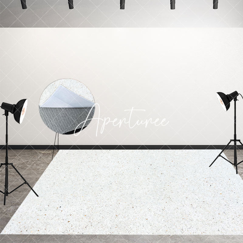 Aperturee - Aperturee White Quartz Stone Pattern Fabric Floor Backdrop