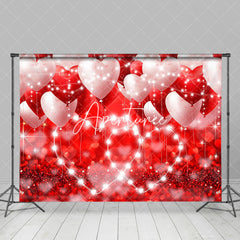Aperturee - Aperturee White Red Balloons Lighted Valentines Day Backdrop