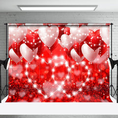 Aperturee - Aperturee White Red Balloons Lighted Valentines Day Backdrop