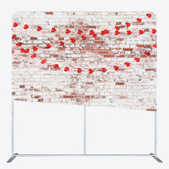 Aperturee - Aperturee White Red Bricks Wall Hearts Pillow Case Backdrop