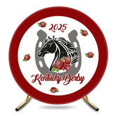 Aperturee - Aperturee White Red Rose Horse Round Kentucky Derby Backdrop