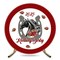 Aperturee - Aperturee White Red Rose Horse Round Kentucky Derby Backdrop