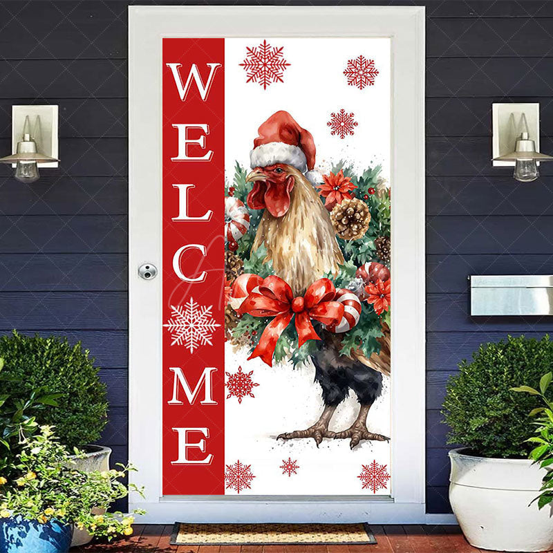 Aperturee Aperturee White Red Snowy Big Cock Xmas Welcome Door Cover