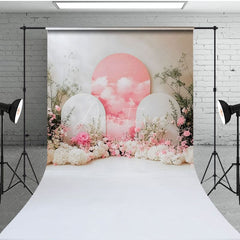 Aperturee - Aperturee White Romantic Arch Floral Wedding Sweep Backdrop
