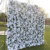 Aperturee - Aperturee White Rose Faux Floral Wall Backdrop For Wedding