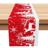 Aperturee - Aperturee White Snow Pine Forest Red Christmas Table Runner