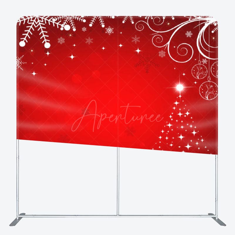 Aperturee - Aperturee White Snowflake Red Bokeh Happy Christmas Backdrop