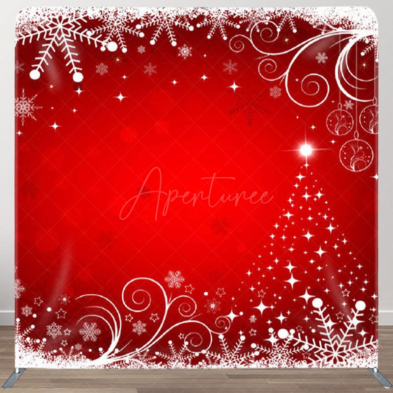 Aperturee - Aperturee White Snowflake Red Bokeh Happy Christmas Backdrop