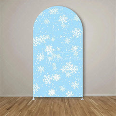 Aperturee - Aperturee White Snowflake Winter Party Arch Frosted Christmas Holiday Backdrop Seasonal Photo Booth Decor