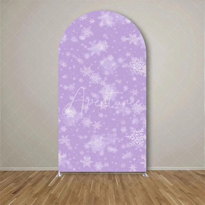 Aperturee - Aperturee White Snowflake Winter Party Arch Frosted Christmas Holiday Backdrop Seasonal Photo Booth Decor