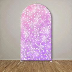 Aperturee - Aperturee White Snowflake Winter Party Arch Frosted Christmas Holiday Backdrop Seasonal Photo Booth Decor