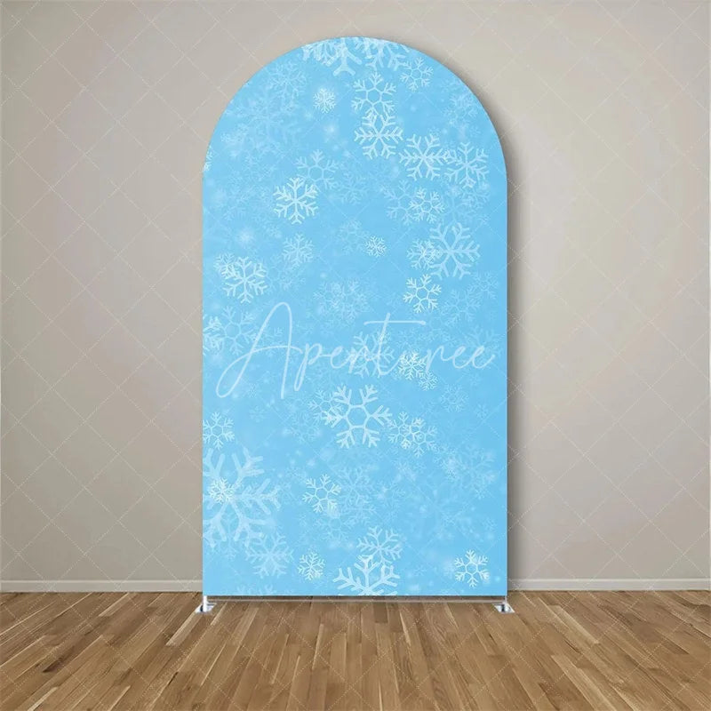 Aperturee - Aperturee White Snowflake Winter Party Arch Frosted Christmas Holiday Backdrop Seasonal Photo Booth Decor