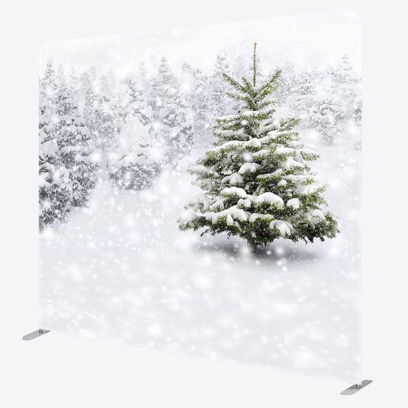 Aperturee - Aperturee White Snowy Winter Scene Square Tension Backdrop