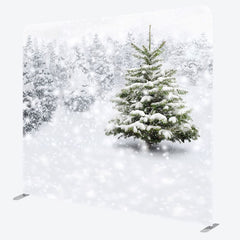 Aperturee - Aperturee White Snowy Winter Scene Square Tension Backdrop