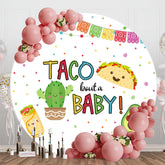 Aperturee - Aperturee White Taco Bout A Baby Colorful Dots Round Backdrop