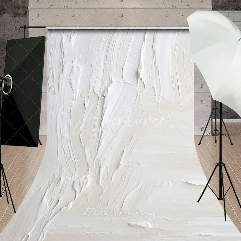 Aperturee - Aperturee White Textured Abstract Paint Stroke Sweep Backdrop Elegant Modern Minimalist Studio Prop