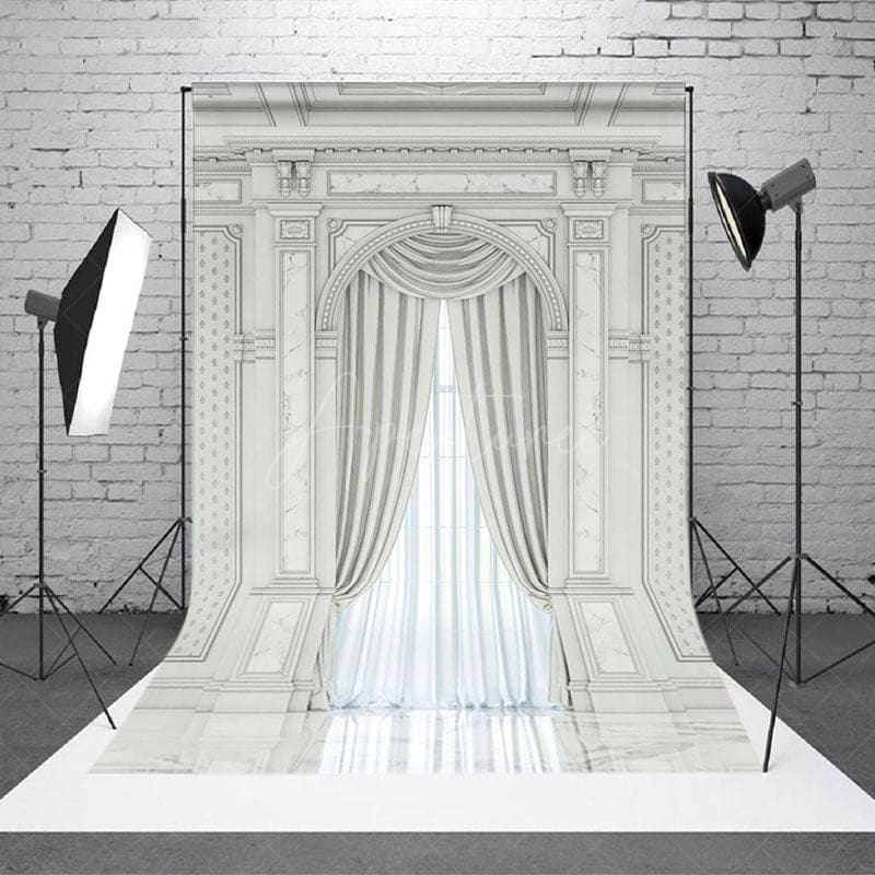 Aperturee - Aperturee White Toned Auditorium Wedding Photography Backdrop
