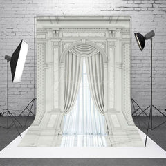 Aperturee - Aperturee White Toned Auditorium Wedding Photography Backdrop