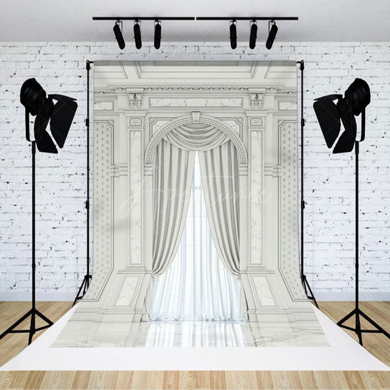 Aperturee - Aperturee White Toned Auditorium Wedding Photography Backdrop