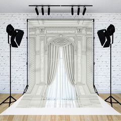 Aperturee - Aperturee White Toned Auditorium Wedding Photography Backdrop