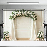 Aperturee - Aperturee White Tulle And Roses Floral Arch Wedding Backdrop