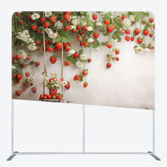 Aperturee - Aperturee White Wall Floral Strawberry Pillow Cover Backdrop