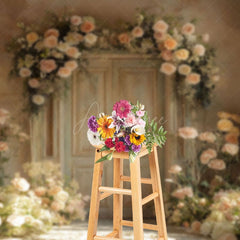 Aperturee - Aperturee White Wall Flower Spring Photography Studio Backdrop